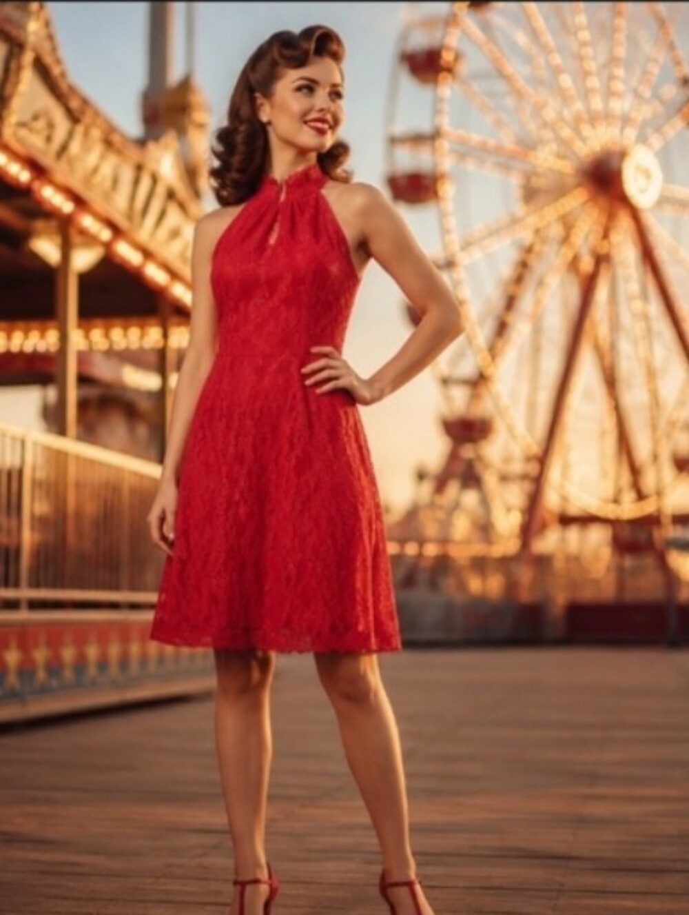 Sans Souci Red Lace Halter Dress